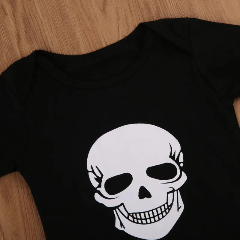 The Urban Rebel 4-Piece Set: Skull Print Top, Joggers, & Matching Accessories