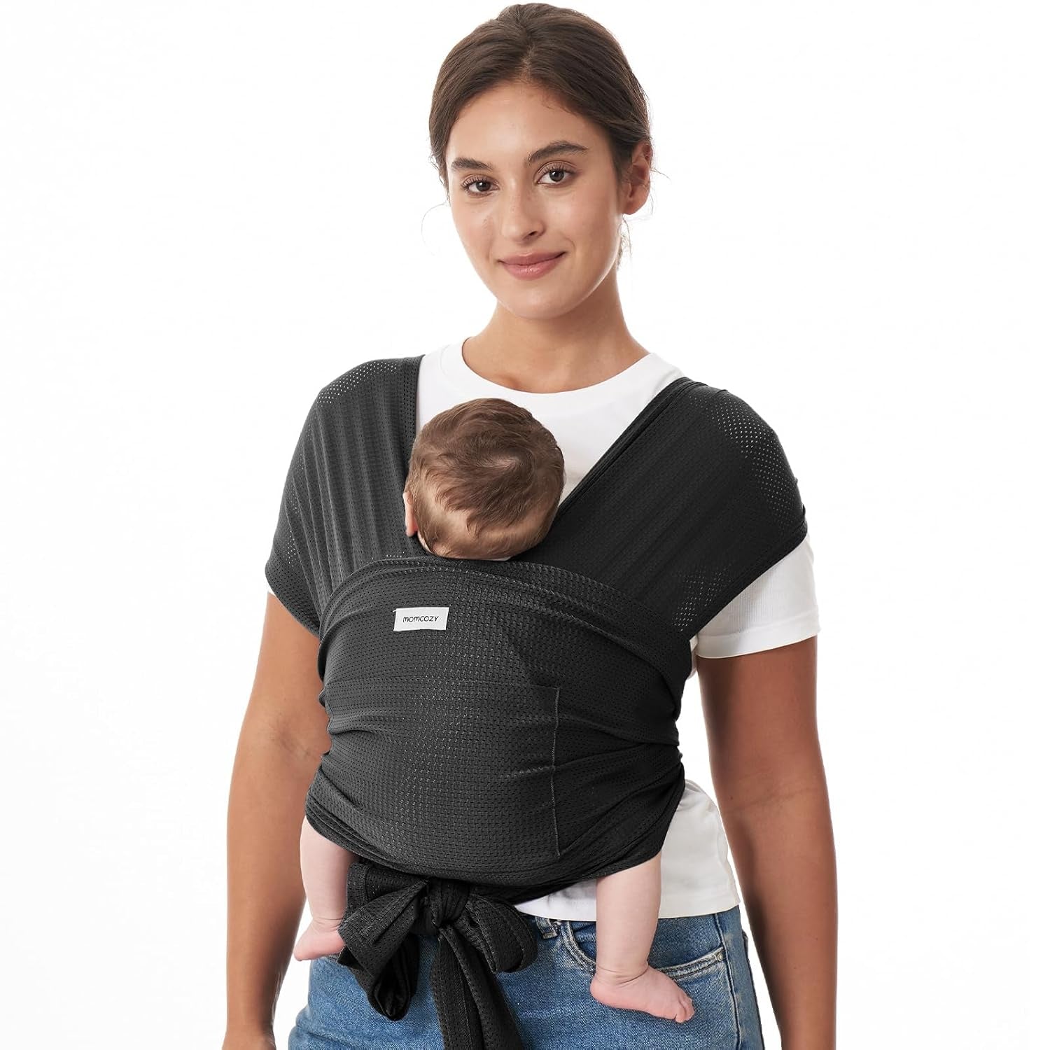 Baby Wrap Carrier, Easy to Wear Infant Carrier Slings, Lightweight Hands Free Baby Sling, Adjustable Baby Carriers for Newborn to Toddler 8-35 Lbs, Black